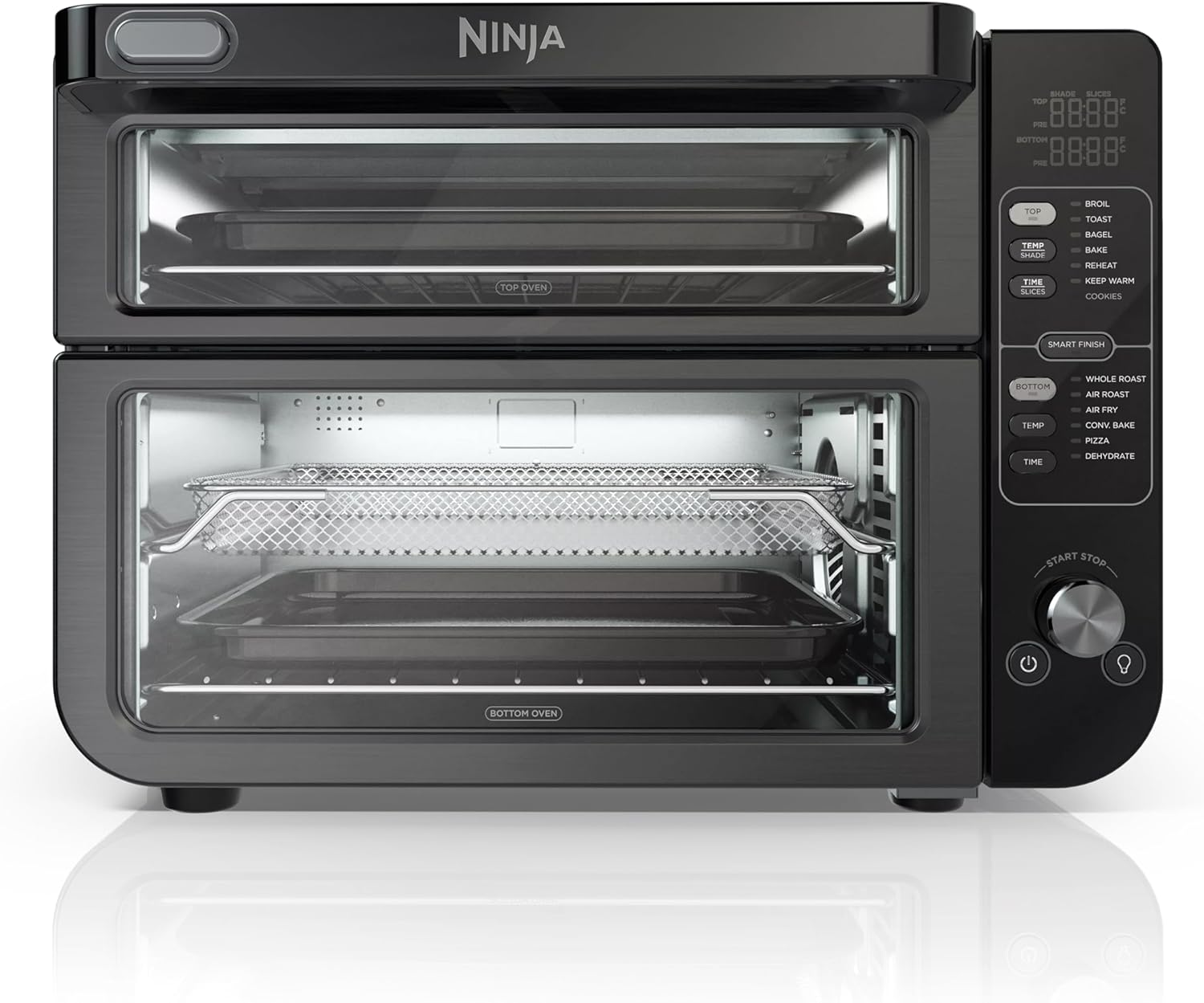 Ninja Double Oven with FlexDoor, FlavorSeal & Smart Finish, Air Fry, Bake, Roast, Toast, Fry, Pizza, Convection Oven, 13-in-1, Black, DCT402BK