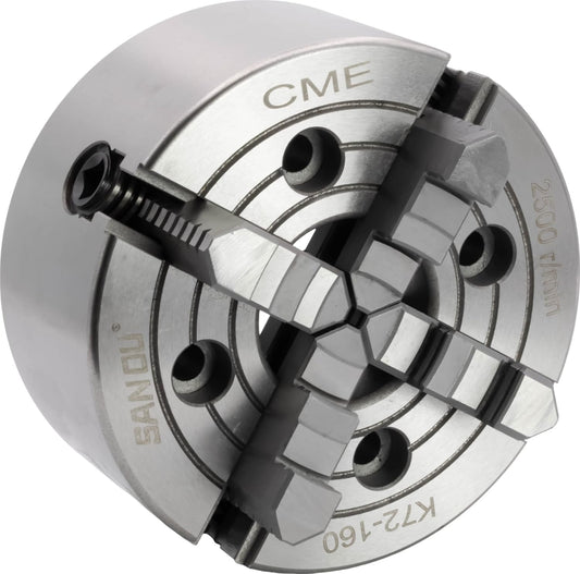CME 6" 4-Jaw Independent Lathe Chuck, Plain (Flat) Back, Reversible Jaws