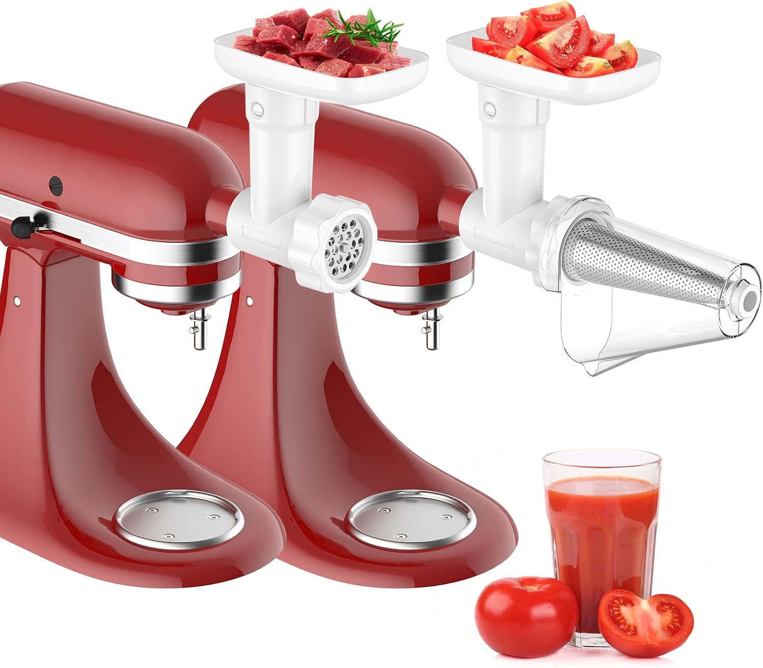 Fruit & Vegetable Strainer Attachment Set for Kitchenaid Stand Mixer, Includes Food Grinder Attachment with Sausage Stuffer Tubes and Juicer Auger, Meat Grinder Attachment for Kitchenaid by InnoMoon