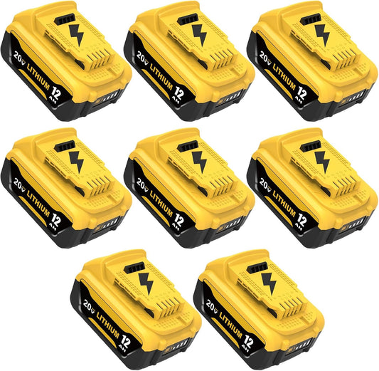 Ibanti 8 Packs 12000mAh Replacement for Dewalt 20V Max Battery Compatible with Dewalt 20V Battery DCB208 DCB209 DCB207 DCB206 DCB204 DCB203 DCB201 DCB200 DCD\/DCF\/DCG Series Cordless Tools