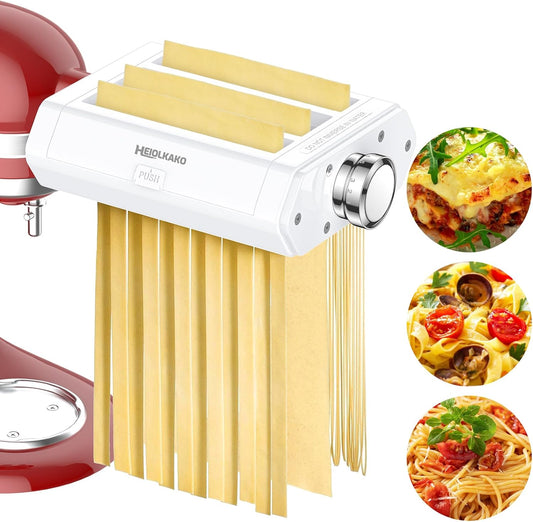 Pasta Attachment for KitchenAid Stand Mixer, 3 in 1 Set Pasta Maker KitchenAid Attachment Includes Spaghetti Cutter, Pasta Sheet Roller and Fettuccine Cutter, Attachment for Kitchenaid Mixers