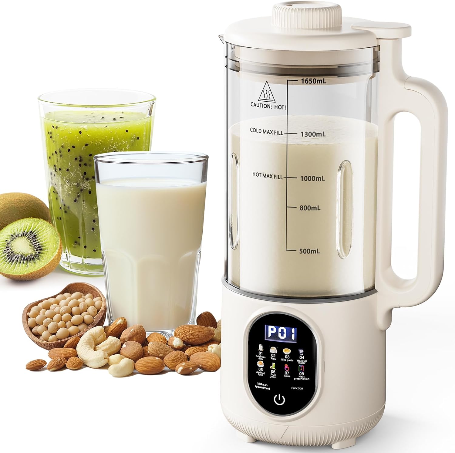 Upgraded 55oz Nut Milk Maker Machine (Extra Large),10-in-1 Automatic Soy Milk Maker with 20 Blades, Homemade Plant-Based Oat, Almond Milk Maker with Auto Clean\/DelayStart\/BoilWater\/Keep Warm,5-6 Cups
