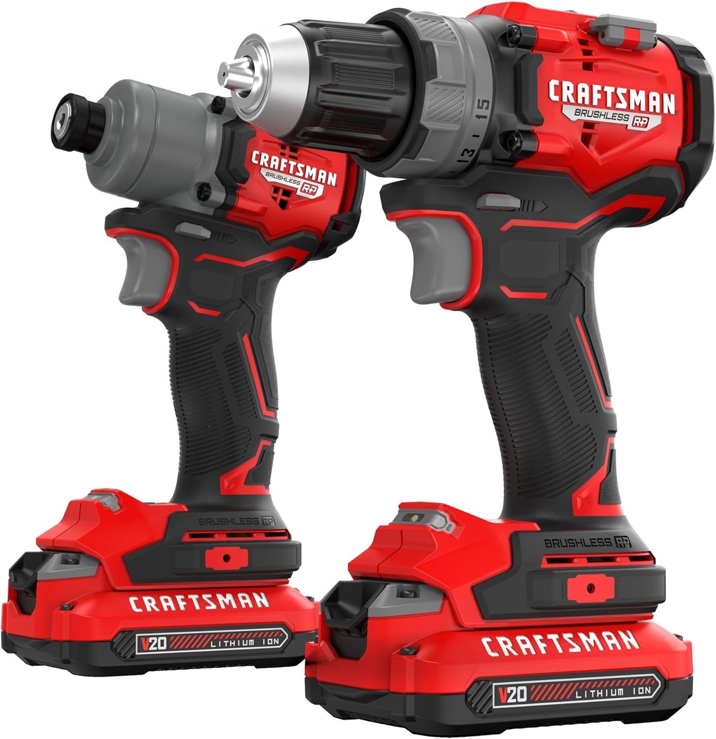 CRAFTSMAN 20V RP Cordless Drill Driver and Impact Driver, Brushless 2-Tool Power Tool Combo Kit, LED Work Light, Includes Battery and Charger (CMCK2530C2)