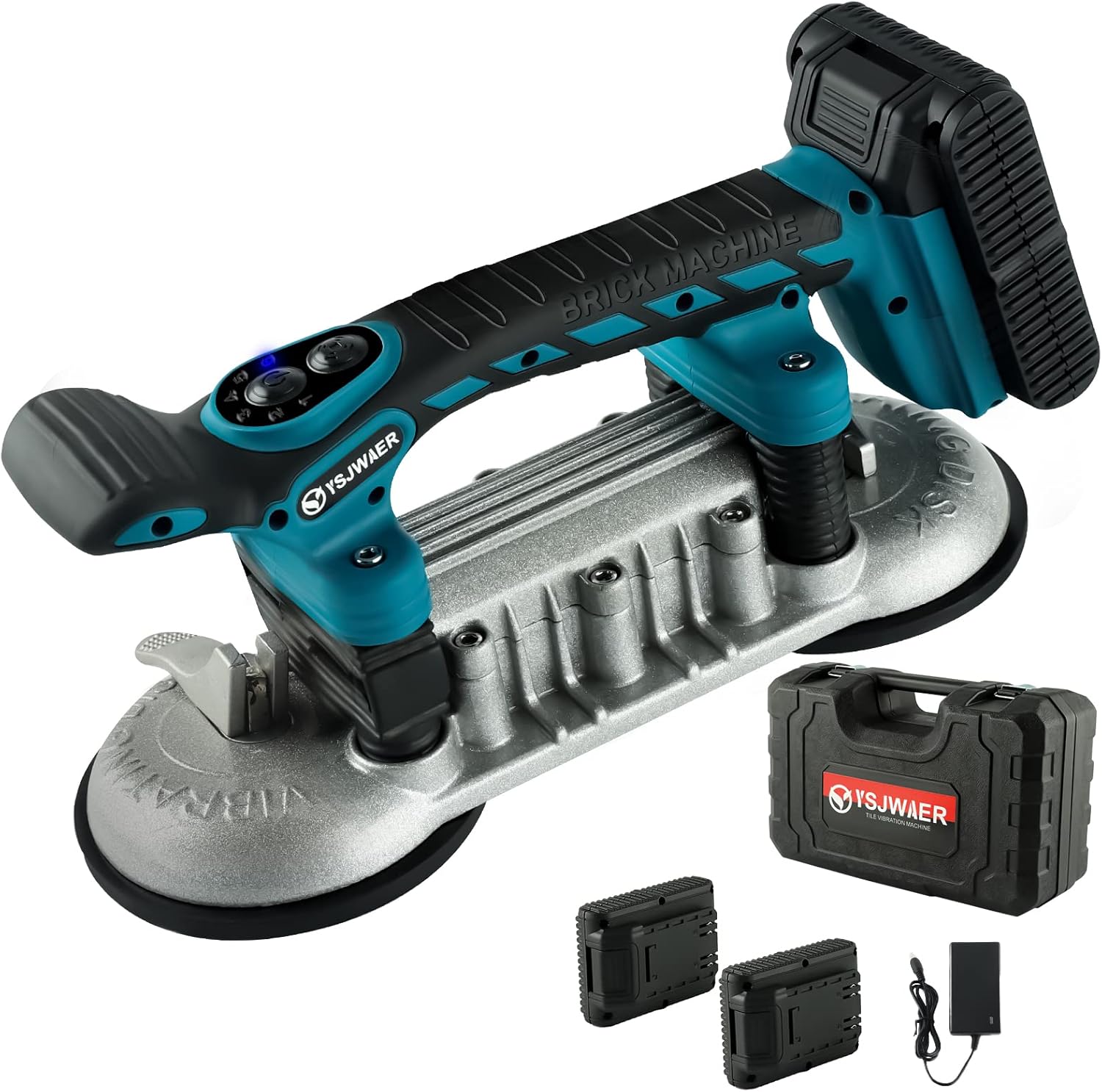 Tile Installation Tool Vibration Machine - YSJWAER Double Suction Cup Vibrator Handheld Tiling Leveling Laying 12000mAh 24000r\/min 6 Speeds