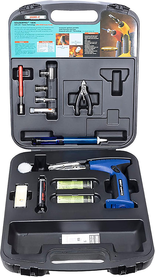 Solder-It SolderPro 180 Soldering Iron Kit (PRO-180K) | Multi-Function Butane Heat Tool with Tips and Case | Cordless and Portable Soldering Gun | Home Improvement Tools and Soldering Kit Essential