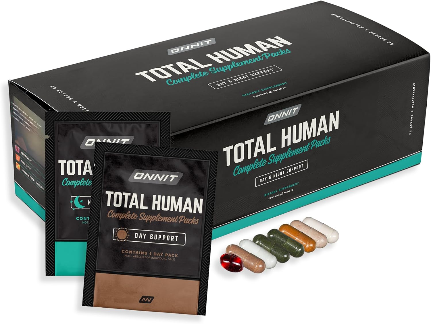 ONNIT Total Human Day and Night Vitamin Packs for Men and Women,Capsule, Adult Multivitamin, 30-Day Supply