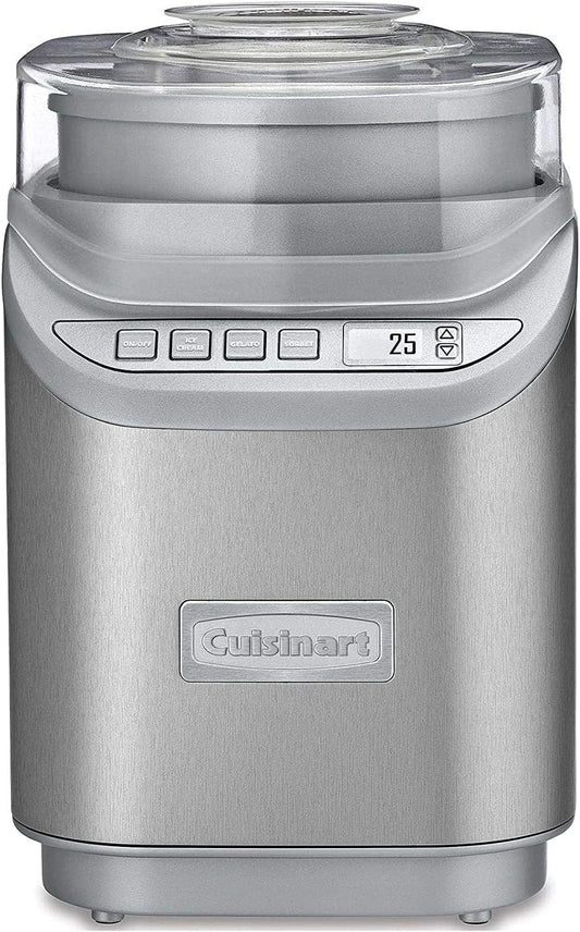 Cuisinart Ice Cream Maker Machine, 2-Quart Stainless Steel Frozen Yogurt, Gelato, Sorbet, Ready in 20 Minutes, LCD Screen and Timer, ICE-70P1