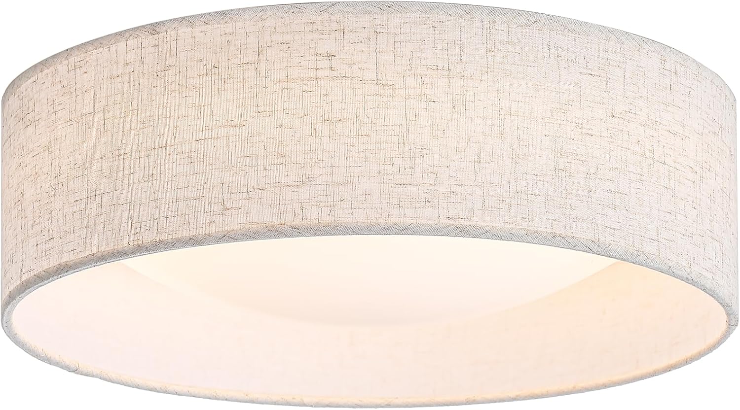 CALOKES 13" Fabric Flush Mount Ceiling Light, 24W 3000K LED Closed to Ceiling Light Fixture with Classic Linen Drum Design for Bedrooms, Kitchen, Dining Room, Hallway
