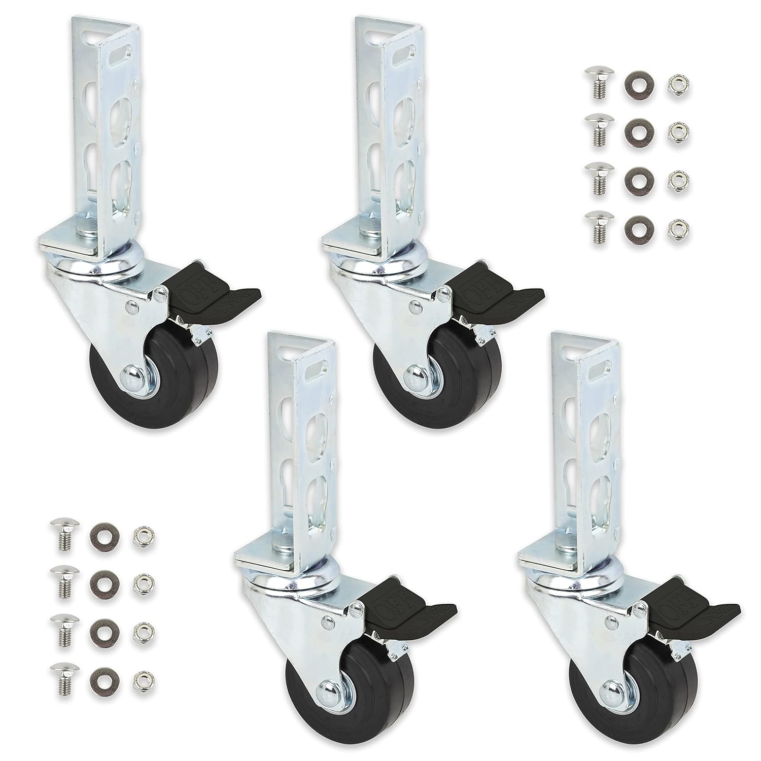 4pc - Storage Rack Caster Wheels (Adapts to Boltless Self Locking Shelving Racks) (3" (1500 lb. Max Total Capacity))