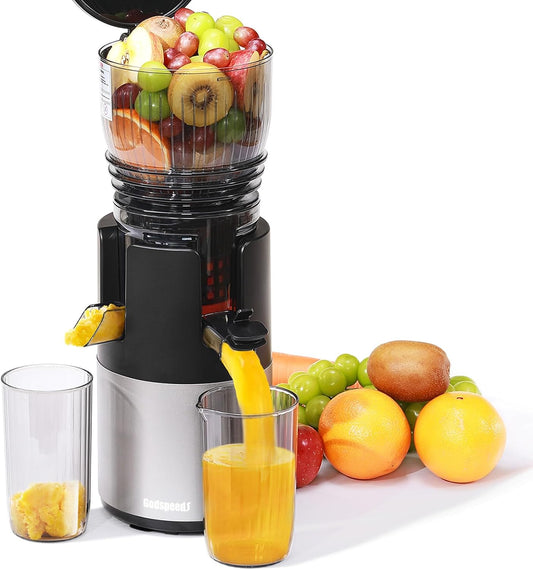 Godspeeds® Cold Press Juicer Machine, Slow Juicer with 5.8" Wide Feed Chute, Easy Clean Toothed Filter & Powerful Masticating Technology - Ideal Gift for Wellness & Holistic Lifestyle Fans