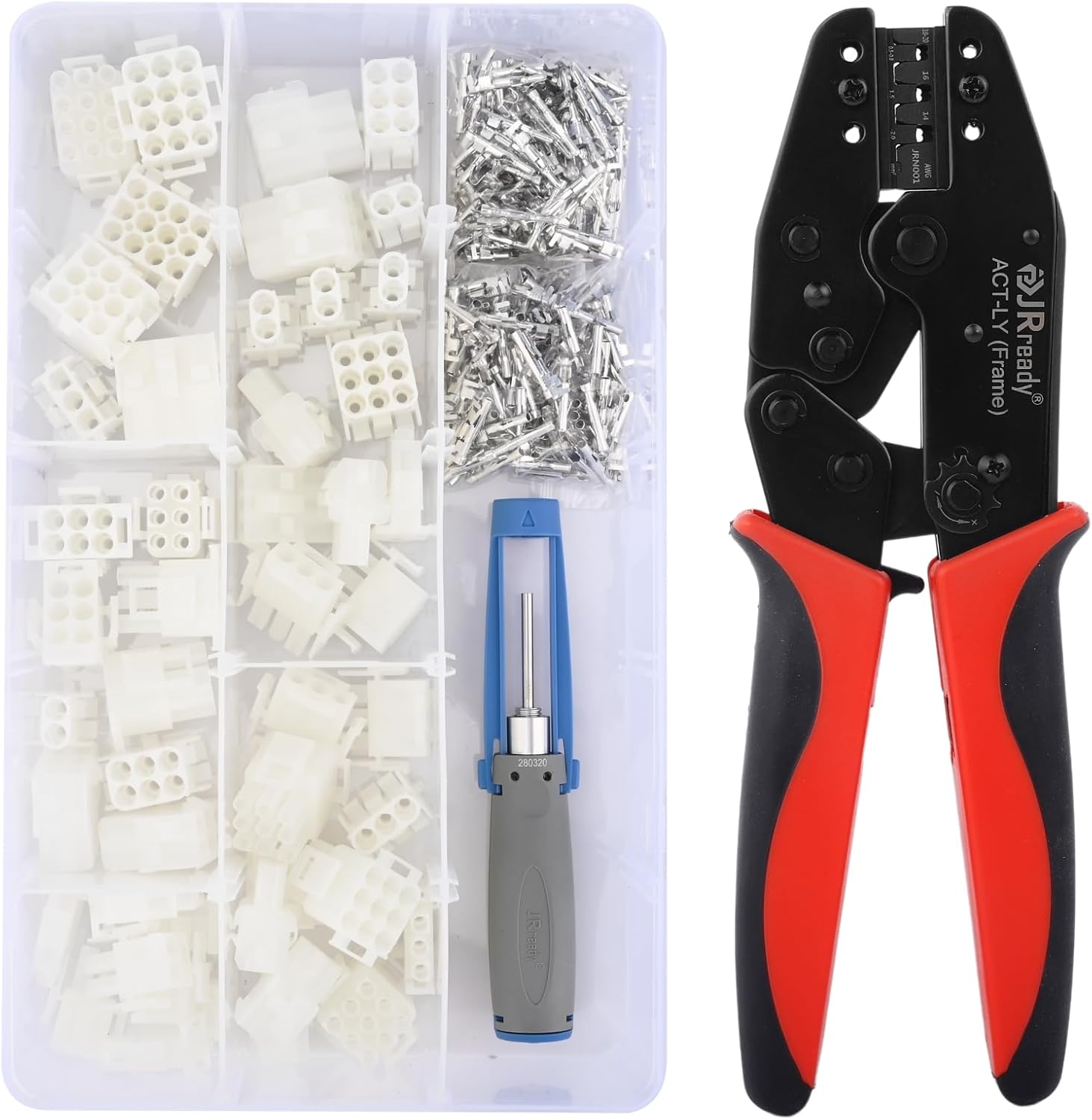 JRready ST6558 MLX Connector Kit 2 3 4 9 12 Pin Connectors Molex Crimper Pin Extractor Tool Industrial Wire Power Plug 42024 Series Contact Male Female 2.13mm Diameter Crimp Terminal 14-20AWG