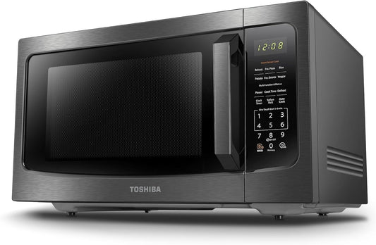 TOSHIBA ML-EM45P(BS) Countertop Microwave Oven with Smart Sensor and Position Memory Turntable, Function, 1.6 Cu.ft 13.6" Removable Black Stainless Steel, 1200W