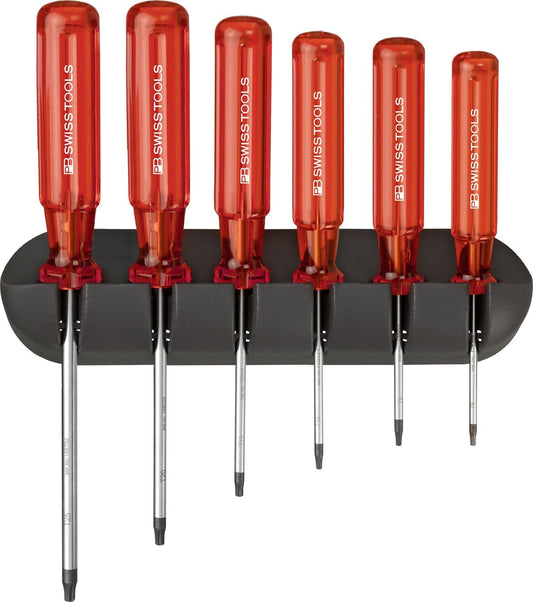 PB Swiss Tools Classic Screwdriver Set with Wall Rack for Torx Screws, size T8-T25