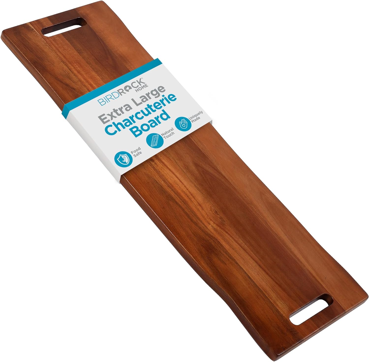 BIRDROCK HOME 36" Acacia Wooden Cheese Serving Board with Handles - Extra Long - Party Charcuterie for Appetizers Food Kitchen Platter - Bread Meat Fruit Display - Natural Wood - Espresso