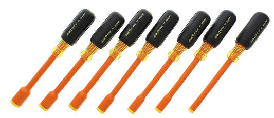 IDEAL Electrical 35-9104 Insulated Nut-Driver Set [7 Pieces] Orange, 4 in. Shaft Screwdrivers with Cushion-Grip Handles. Electrician Tool Kits