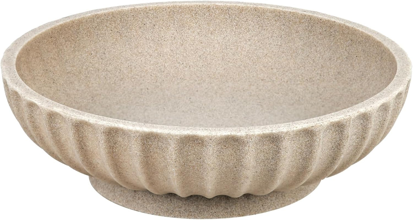 Large Decorative Bowl - Fruit Bowl for Kitchen Counter - Modern Decorative Bowl for Home Decor,Key Bowl for Entryway Table - Artificial Stone Beige