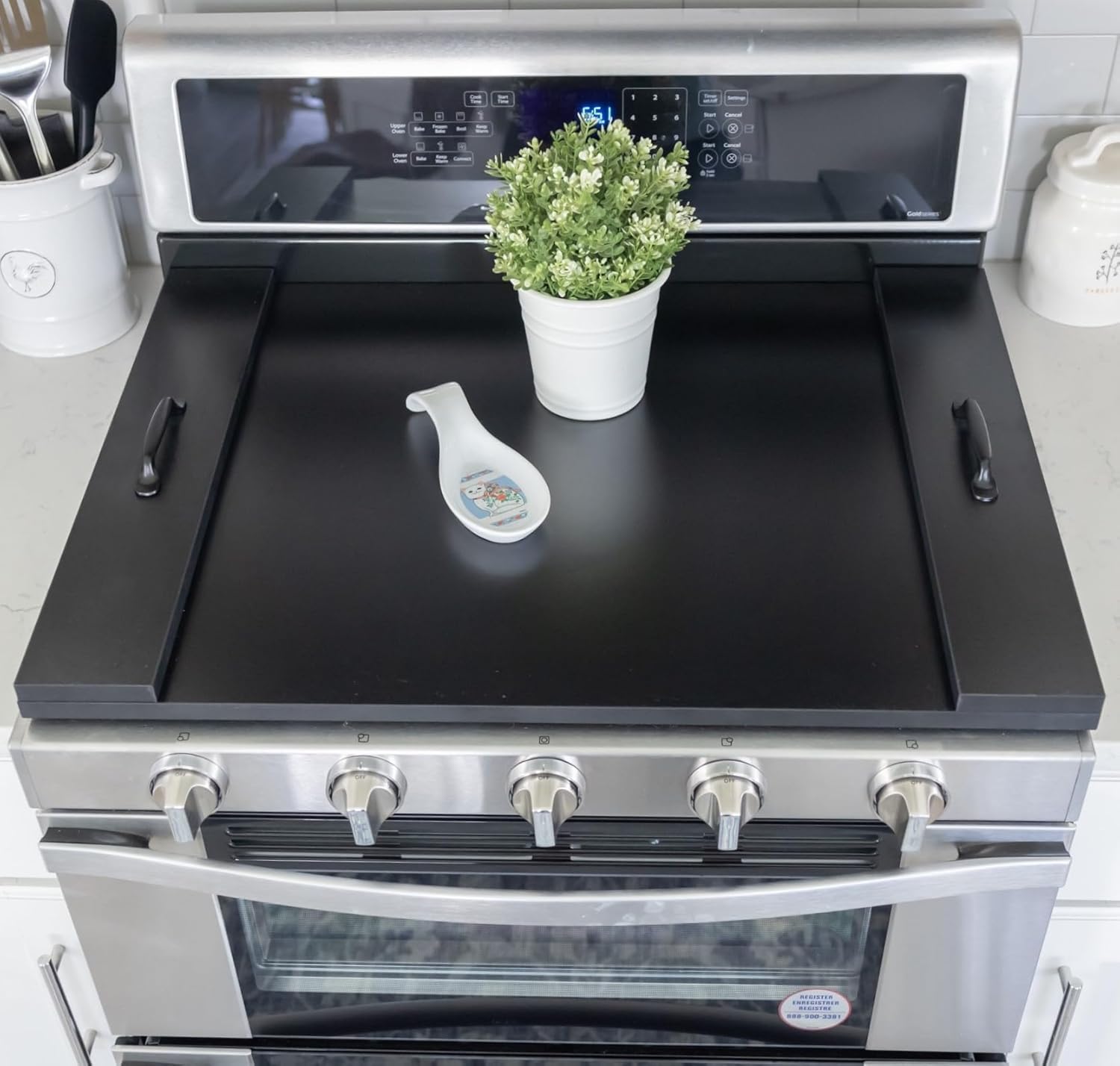 Noodle Board Stove Covers with Handles, Durable Extra Thick Laminate Wood Handmade Cookware, Counter Space Top Covers for Electric Stoves & Sink Farmhouse Rustic Decorative Tray for Kitchen