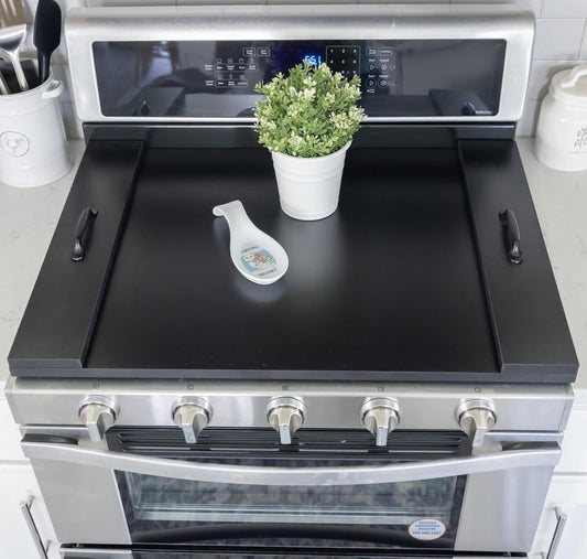 Noodle Board Stove Covers with Handles, Durable Extra Thick Laminate Wood Handmade Cookware, Counter Space Top Covers for Electric Stoves & Sink Farmhouse Rustic Decorative Tray for Kitchen