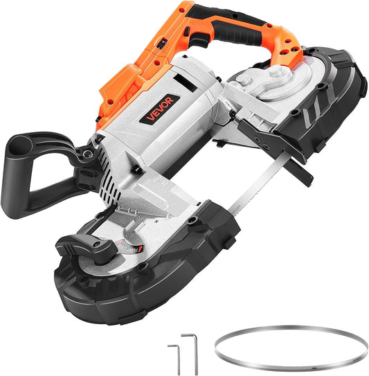VEVOR 20V Portable Band Saw, 5 in Deep Cut, 360W Cordless Compact Bandsaw with Brushless Motor, Adjustable Speed, for Cutting Metal, Wood, Compatible with Makita Batteries (Bare Tool Only)