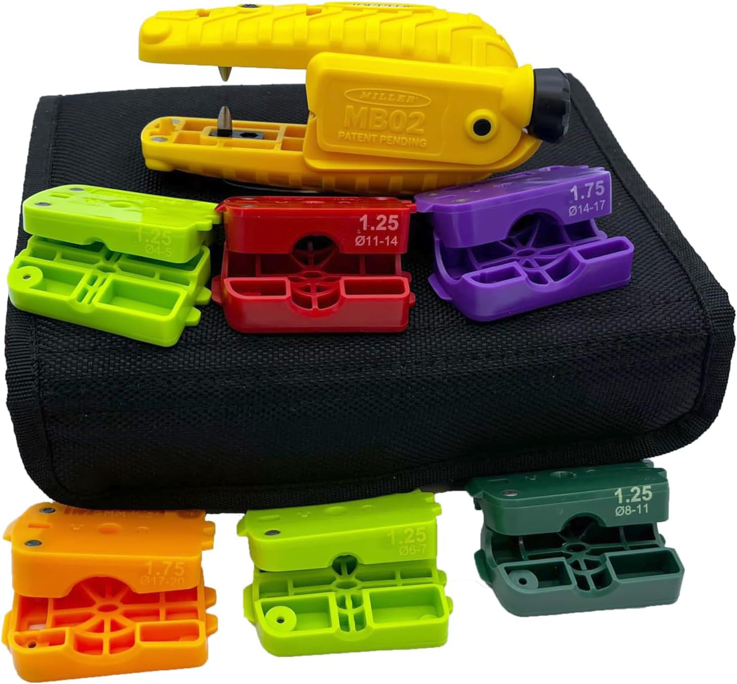 Miller MB02-7022 All-Purpose Precision Cable Slitter - ADSS/Central Tube Access Kit - 6 Tray Inserts for 0.16″ (4mm) & 0.76″ (19.3mm) OD Central Tubes - For Technicians, Electricians, & Linemen