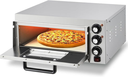GarveeTech Commercial Countertop Pizza Oven, 1800W Stainless Steel Electric Pizza Maker with Timer & Crumb Tray for Home\/Restaurant