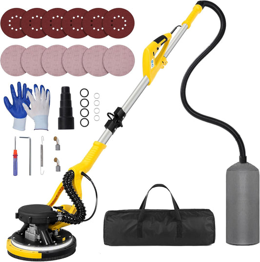 Drywall Sander Tool, KUPERIA 8.5 Amp Popcorn Ceiling Removal Tool with 7 Variable Speed 800-1800RPM, Electric Drywall Sander with Extendable Handle, LED Light,6 Basic Sand Paper & 6 Grid Sandpaper