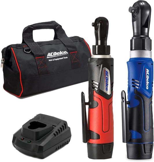 ACDelco Tools ARW1209-K92 G12 Series 12V Li-ion Cordless ¼” & 3/8” Ratchet Wrench Combo Tool Kit with 2 Batteries and Canvas Bag