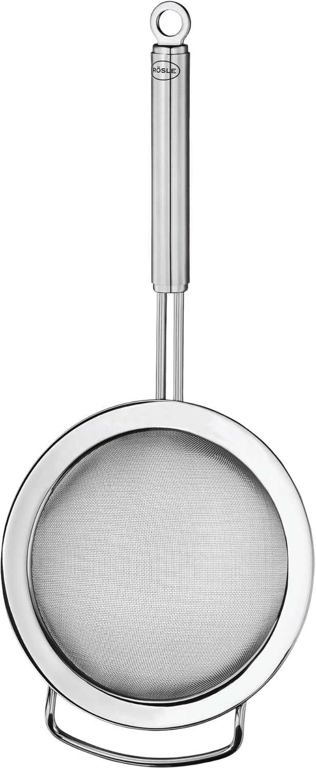 Rösle 95260 Stainless Steel Round Handle Kitchen Strainer, Fine Mesh, Sifter 7.9 Inch