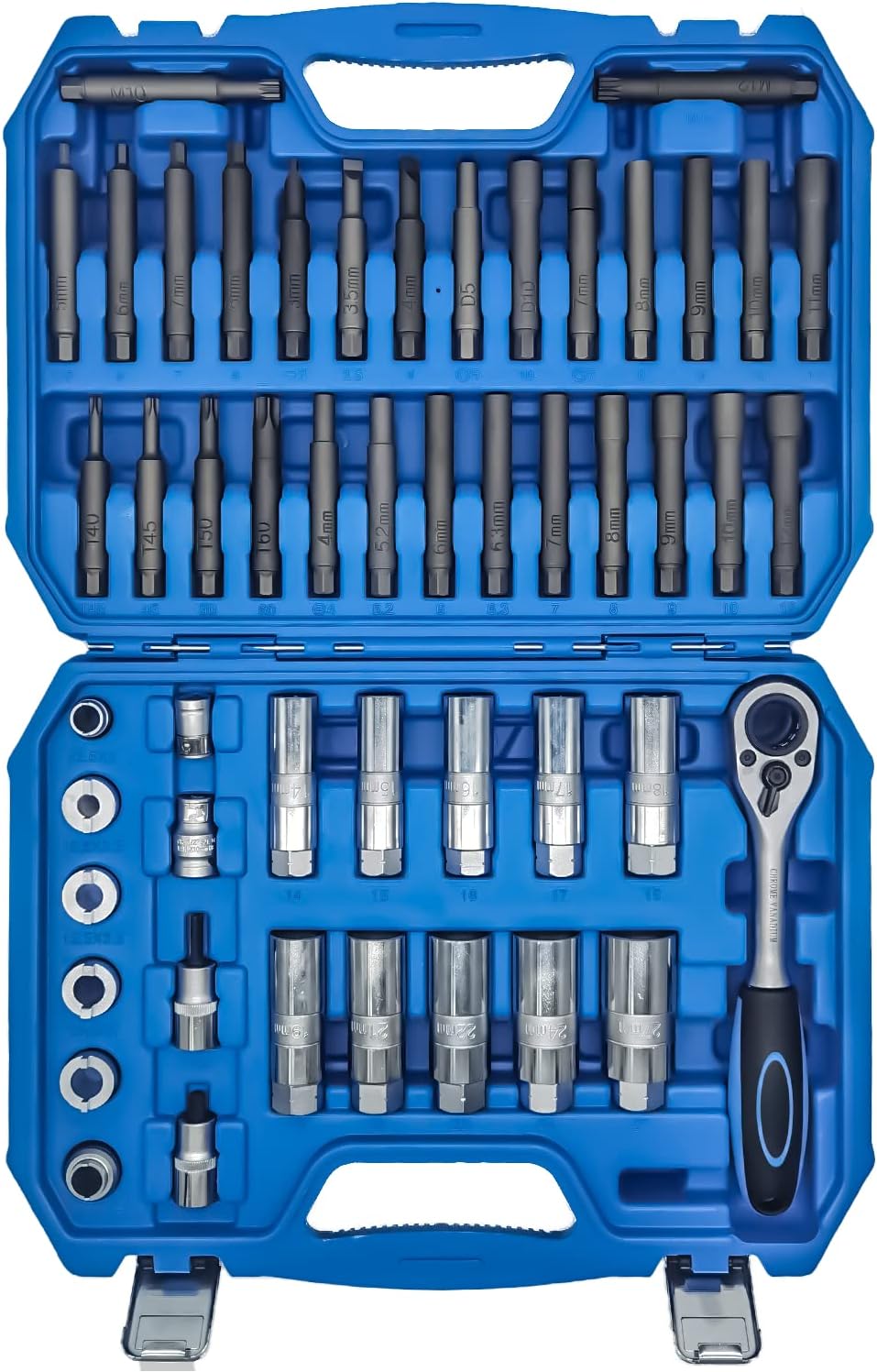 DIPMOTOR 50PCS Drive Shock Absorber Tool Kit, Suspension Shock Absorber Strut Nut Removal Installation Tool Socket Wrench Kit Tribus Tools Set for All Vehicles