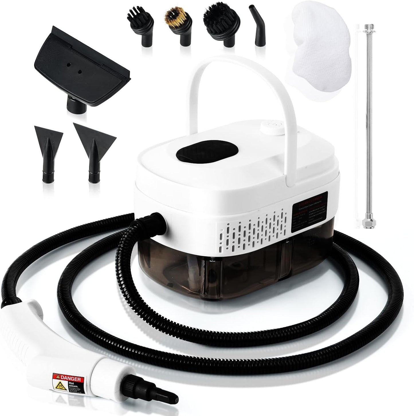 1L Handheld Steam Cleaner for Home and Kitchen Cleaning, 2500W 15s Fast-Heating & 3 Speeds, Portable Steam Cleaner Multi-Surface Deep Cleaning Supplies for Surface, Corner, Crevice (110V, White)