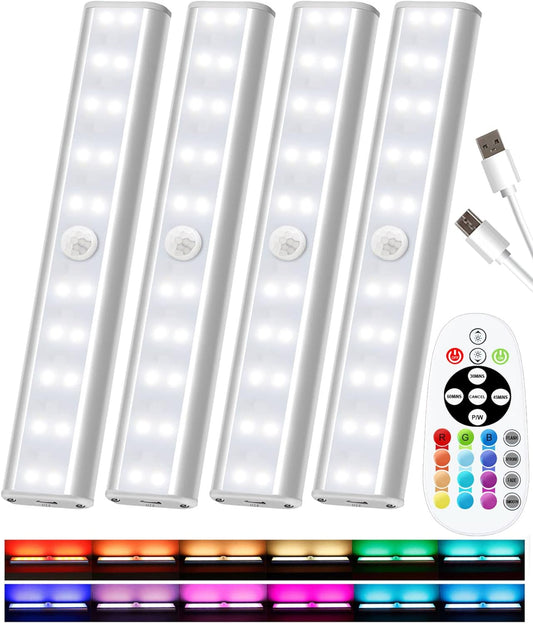 SZOKLED Under Cabinet Lights Wireless, 48-LED Under Cabinet Lighting Rechargeable, Closet Light with Timer & Dimmable, Under Counter Lights for Kitchen Shelf Pantry Desk (4 Packs)