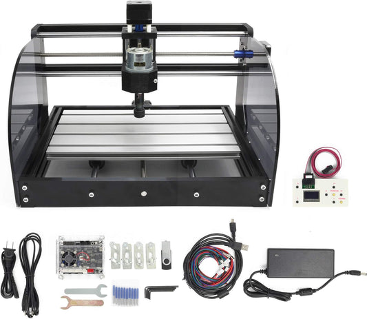 RATTMMOTOR CNC Wood Router Machine Kit 3 Axis GRBL Control DIY Mini CNC Engraver Carving Milling Machine+Offline Controller+775 Spindle Motor ER11 for Cutting Acrylic PVC PCB Plastic Wood