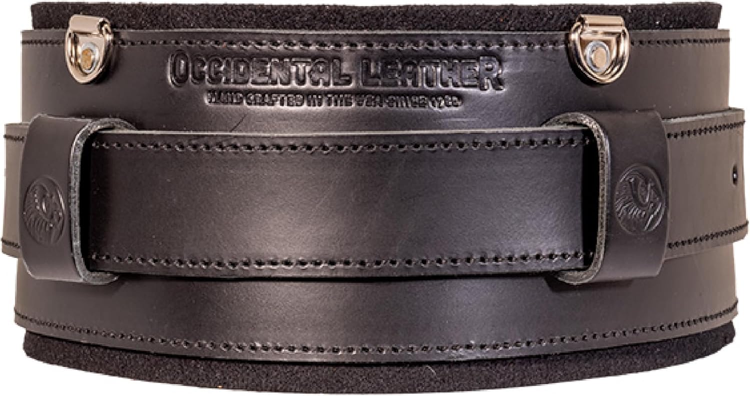 Occidental Leather Stronghold Comfort Belt System - X-Large, Black - Wide 5” Belt for More Back Support - Heavy-Duty Buckles & Belt Loops to Minimize Bag Sliding - Made in USA