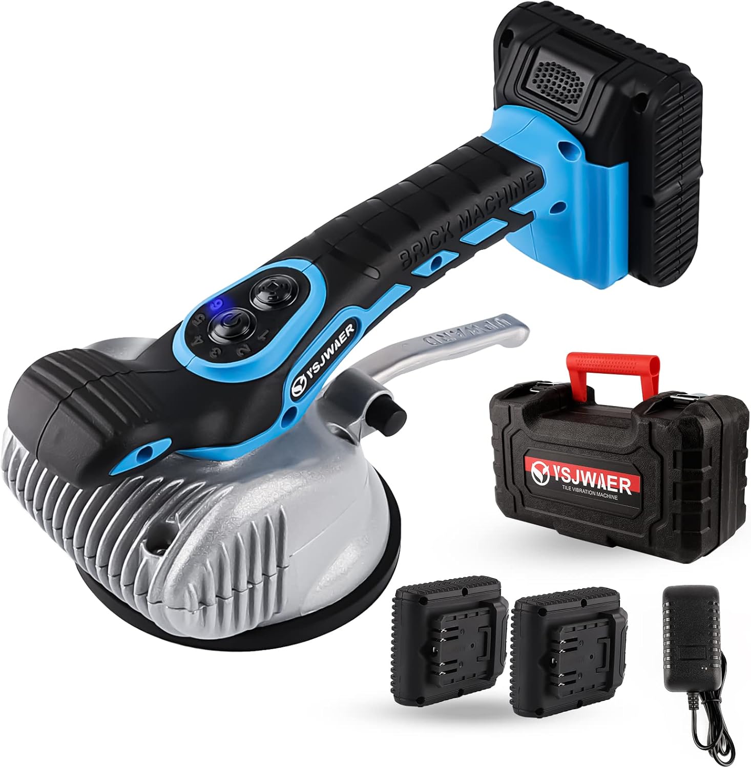 Tile Vibration Machine Installation Tool - YSJWAER Automatic Leveling Vibrator Tiling Suction Cup 6 Speeds Adjustable 10000mAh 21000r\/min