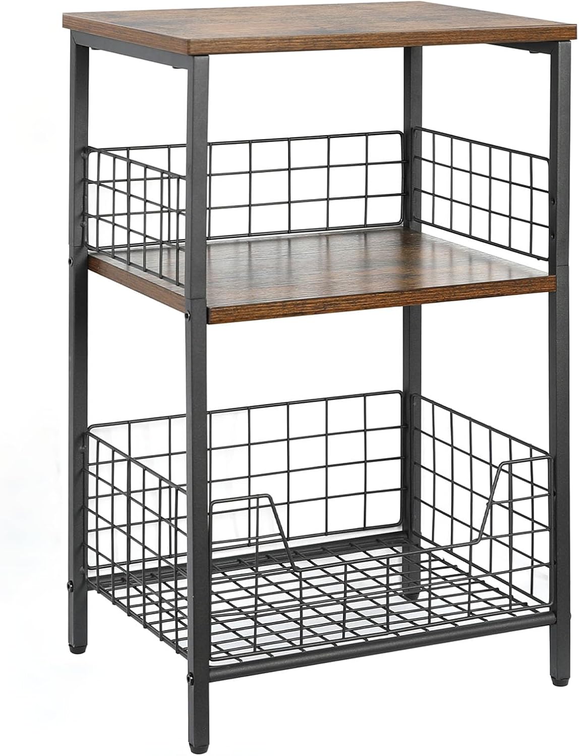 X-cosrack Side Table, Small End Table Record Player Stand with Storage, Vinyl Record Storage Night Stand for Living Room, Bedroom,Office(Patent Pending)(Rustic Brown & Black)