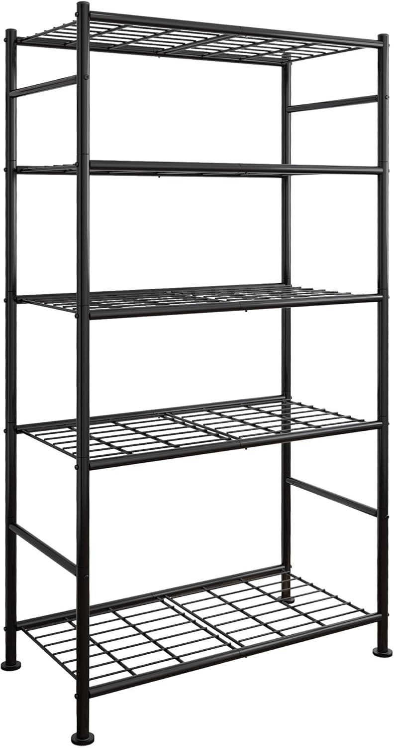 Sakugi Storage Shelves - 5 Tier Shelf Organizer, Heavy Duty Garage Shelving Unit with Leveling Feet, Stable Metal Shelves Organizer for Pantry, Kitchen and Closet, 33.0" W x 12.6" D x 72.0" H, Black