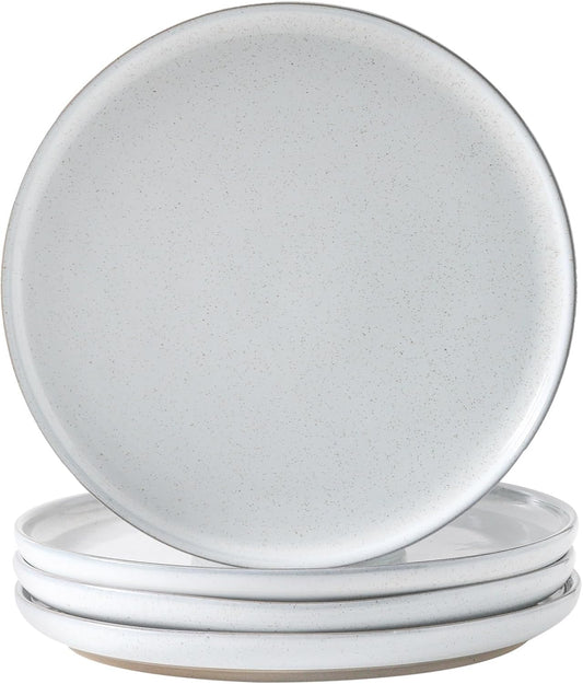 Tikooere Ceramic Dinner Plates Set of 4,Stoneware 10 Inch,Microwave,Dishwasher and Oven Safe,Porcelain Dessert Plates for Pasta,Salad and Steak,Dishes Set for Kitchen,Scratch Resistant,White