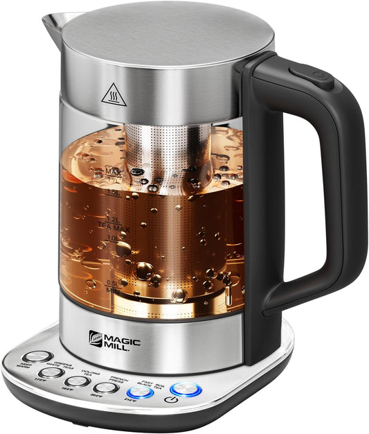 Magic Mill Pro Electric Kettle with tea Infuser and Temperature Control - Keep Warm Function, Rapid Boil, Automatic Safety Shut Off, BPA Free, No Plastic on Water, British Patent Technology,Large 1.7L