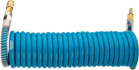 HAZET Compressed Air Spiral Hose 9040S-10 I Highly Flexible Polyurethane Hose with 25 Feet Length, 0.39 Inches/10mm Inner Diameter and 145 psi Working Pressure - For Connecting Pneumatic Tools