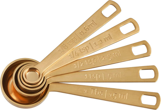 Le Creuset Measuring Spoons, Gold, Set of 5 (1\/8,1\/4,1\/2,1Tsp,1Tb)