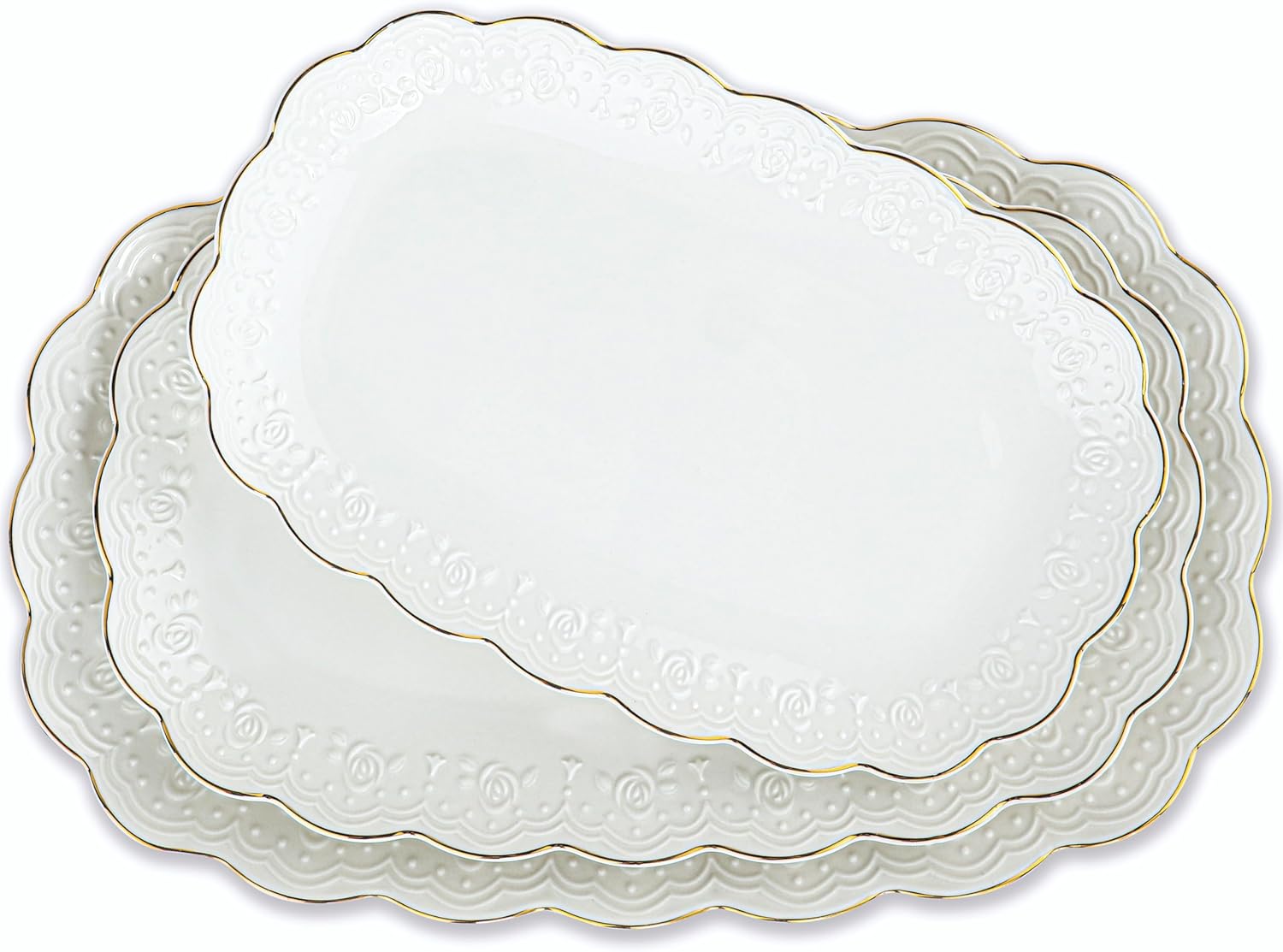 Kassel Ceramic Serving Platter Set | 16\u201D\/14\u201D\/12\u201D Oval Serving Trays for Entertaining at Parties and Weddings | Oven Safe XL Serving Trays for Tacos, Steak, and Cake