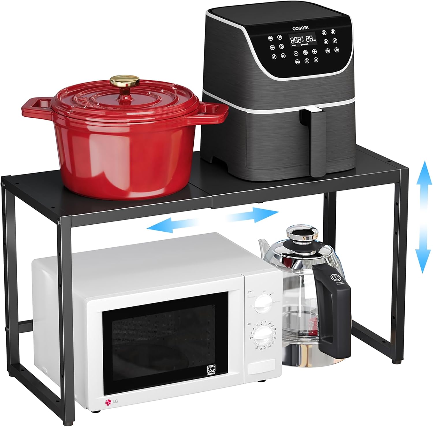 Heavy Duty Metal Shelving Unit - Holds 110 LBS, Expandable Storage Rack for Pots Pans Microwave Small Appliance, Adjustable Metal Shelves for Kitchen Garage Warehouse Cabinet Closet Pantry