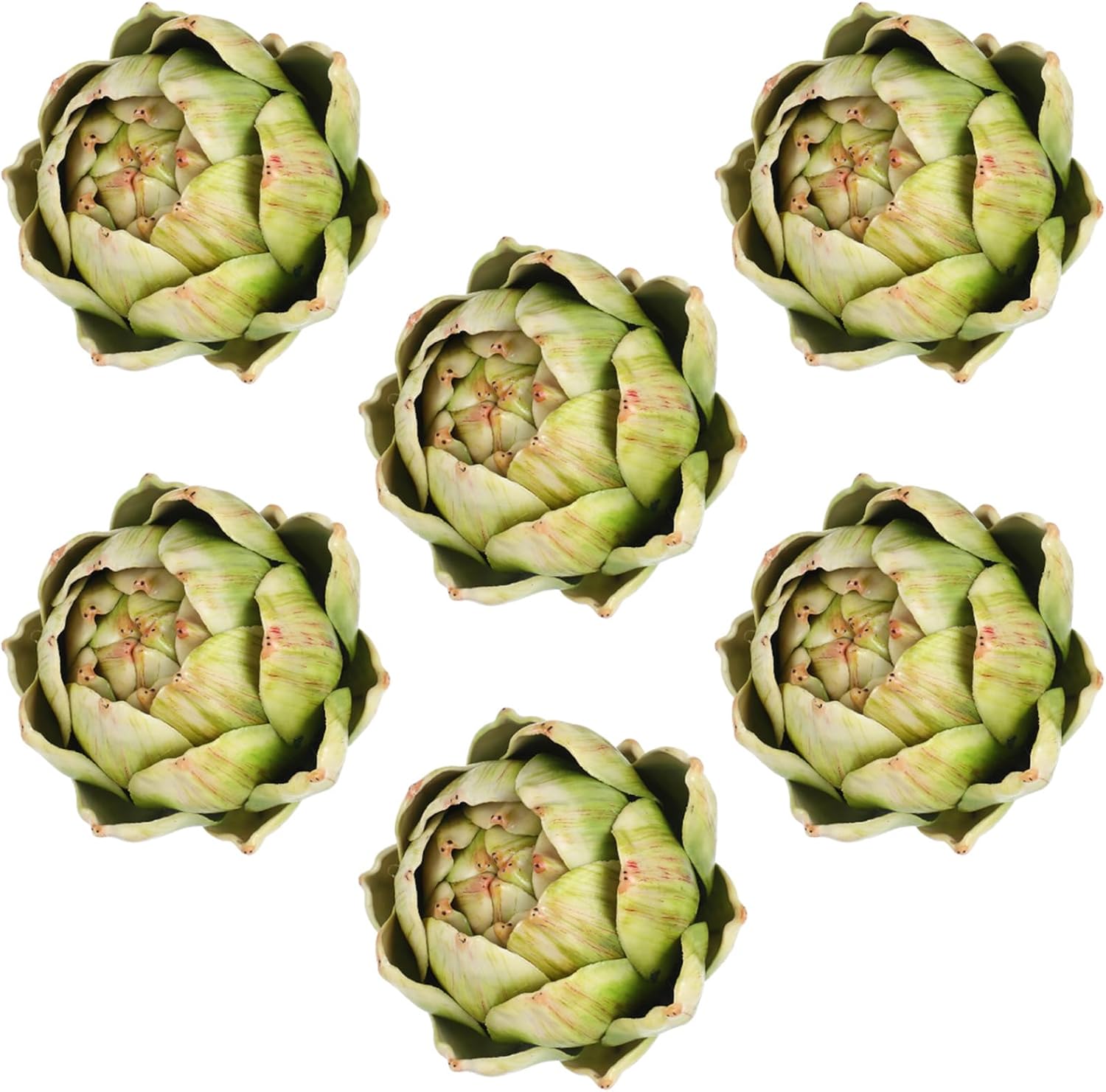 Timgle 6 Pcs Green Artificial Artichokes Fake Vegetables and Fruits for Summer Kitchen Wedding Bowl and Vase Decorations (Large)