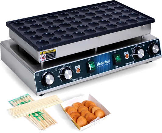 Hehinton® 50PCS Mini Dutch Pancake Maker, 110V Muffin Waffle Maker, Hotcakes Machine, Non-stick Dorayaki Maker, Poffertjes Pan, Maquina Para Mini Pancakes for Home Kitchen Restaurant Snack Dessert