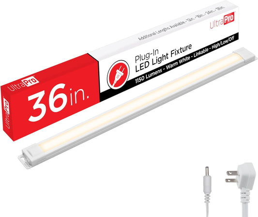 UltraPro 36 inch Plug-in Linkable Under Cabinet Lights, High\/Low\/Off, Warm White Light (2700K), LED Under Cabinet Lighting, Under Counter Lights for Kitchen, 44108