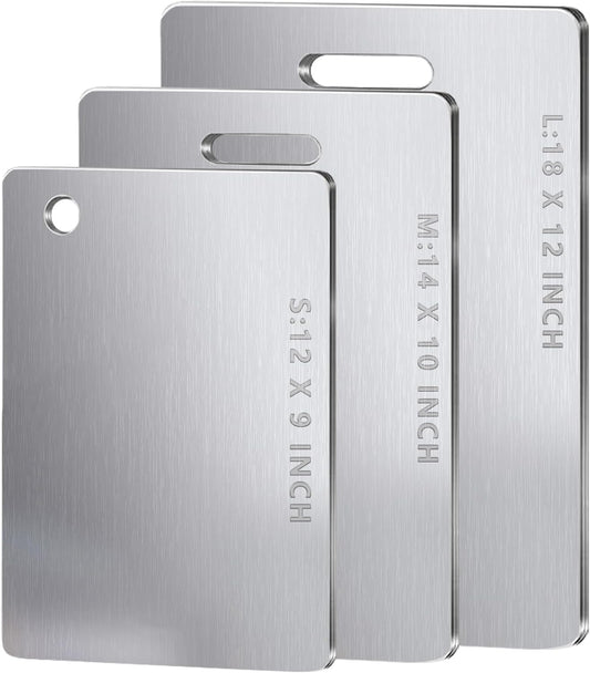 Titanium Cutting Boards For Kitchen, 3Pcs 100% Pure Cut Titanium Cutting Board, Food Grade Quality,Easy To Clean And Will Not Absorb Odors, Suitable For Kitchen Or Outdoor Camping