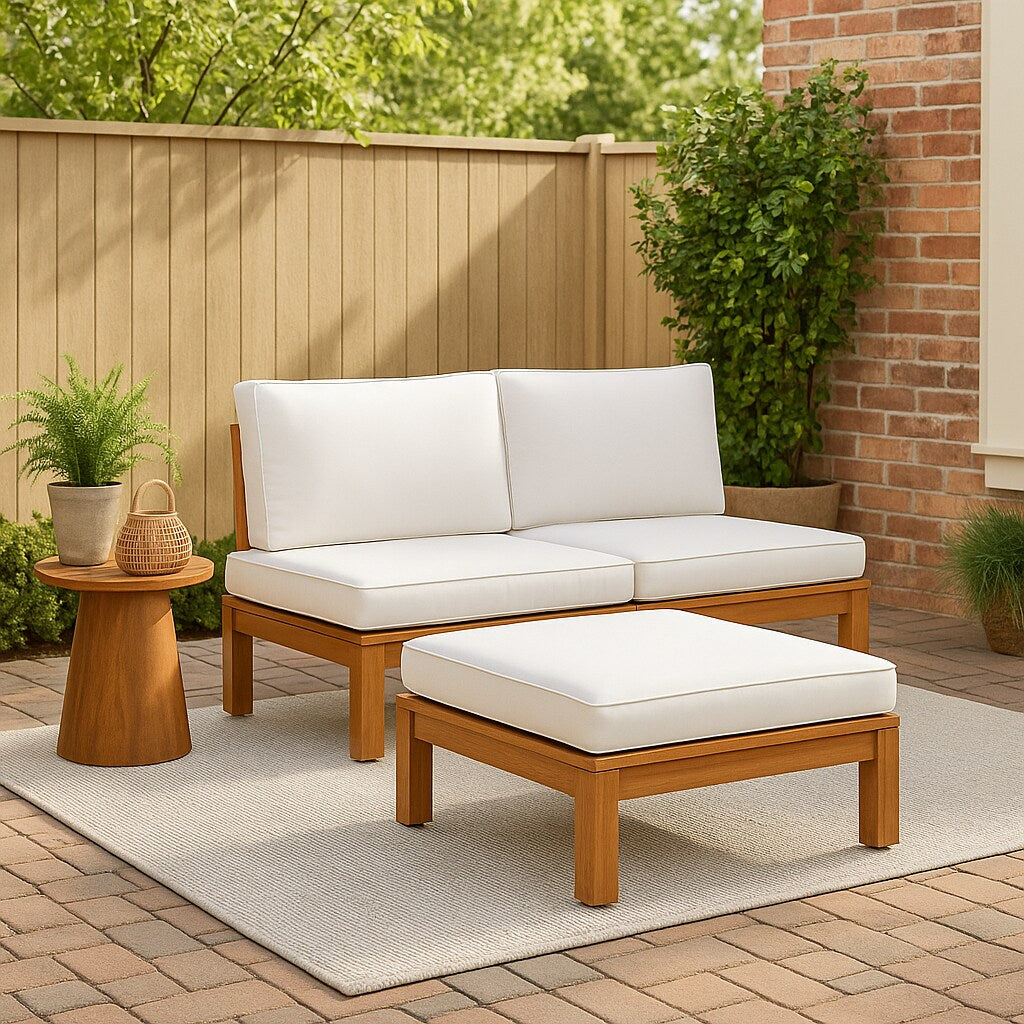 Teamson Home 2 -Piece Patio Conversation Set with Beige Cushions