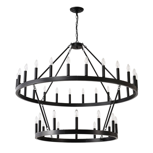 LTMATE JAZAVA 36 -Light Polished Black Modern/contemporary For Use in Dining Rooms, Foyers, Kitchens, Living Rooms Chandelier