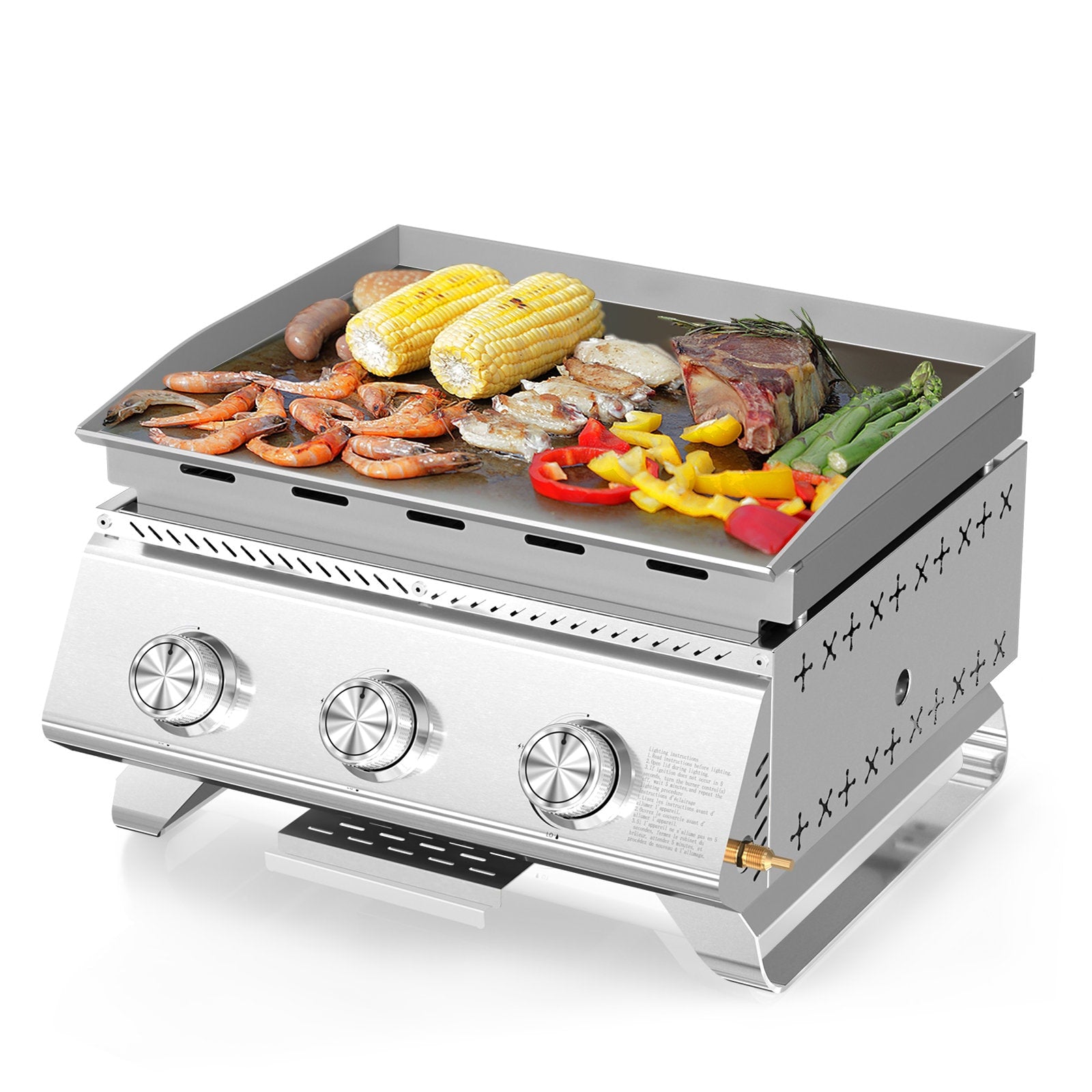COWSAR 347.13-Sq. in Stainless steel Portable Liquid propane Grill