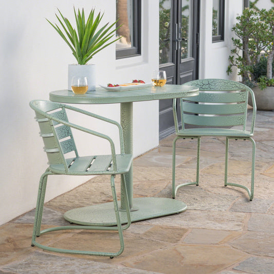 Christopher Knight Home Santa Monica Outdoor 3 Piece Bistro Set-Crackle Green